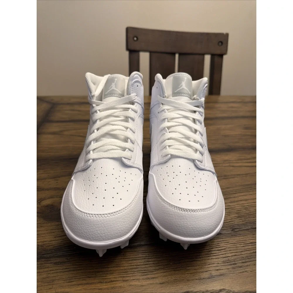 Jordan 1 Mid TD White Grey Fog Football Cleats FJ6805-101 Mens Size 9.5 …R8